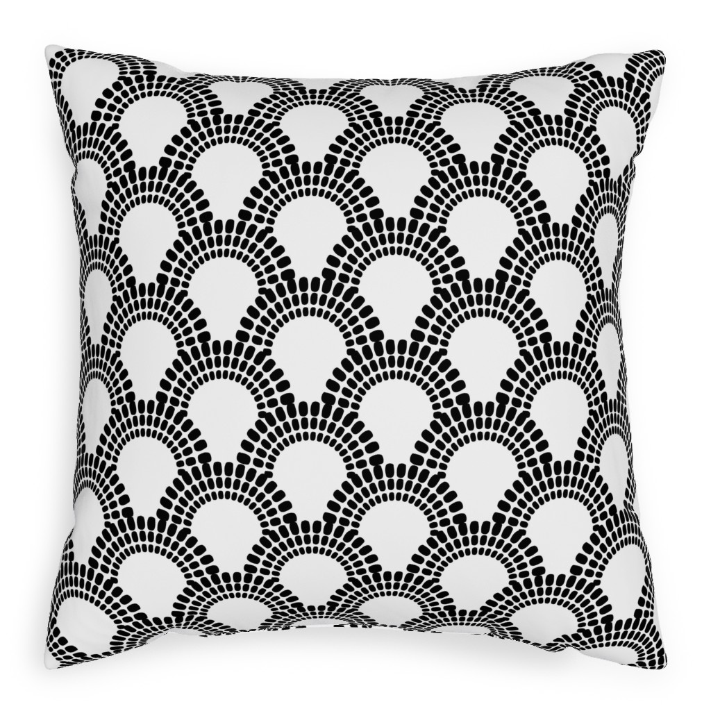 Scallops - Black & White Pillow, Woven, White, 20x20, Double Sided, Black