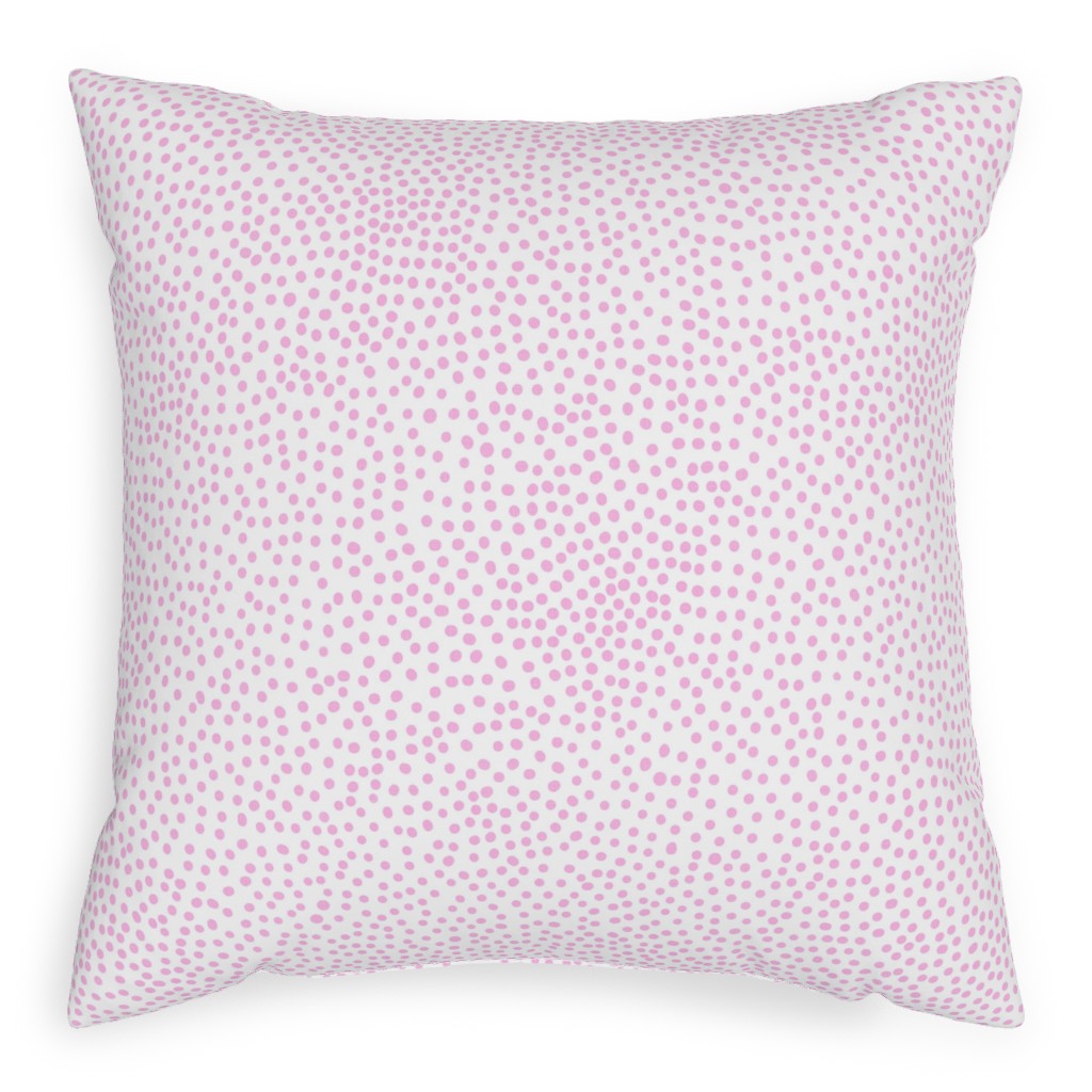 Dot - Happy Pink on White Pillow, Woven, White, 20x20, Double Sided, Pink, Bright Pink