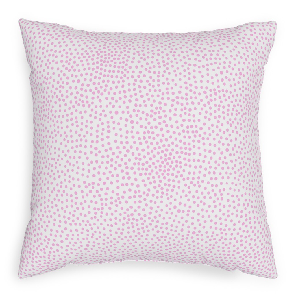 Dot - Happy Pink on White Pillow, Woven, White, 20x20, Double Sided, Pink