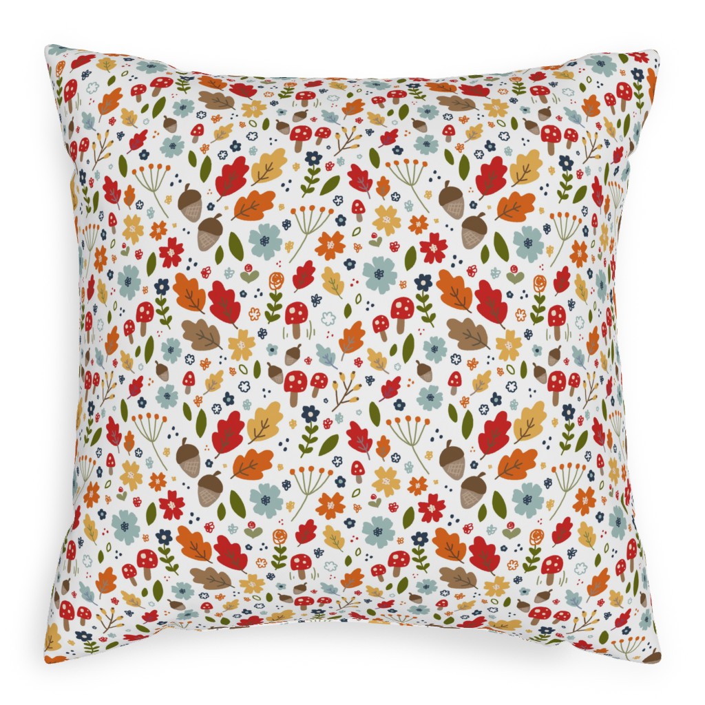 Woodland Floral - Multi Pillow, Woven, White, 20x20, Double Sided, Multicolor
