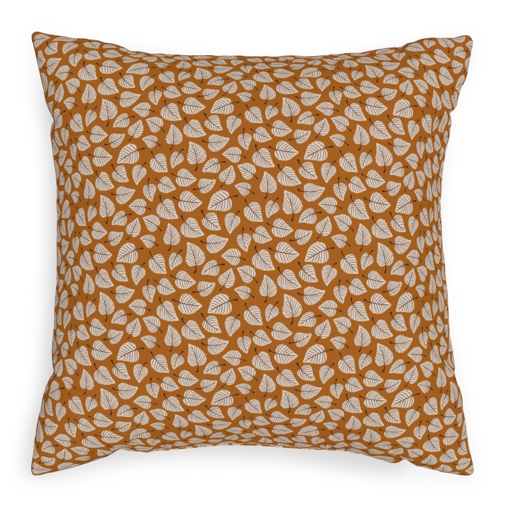 Falling Leaves - Terracotta Pillow, Woven, White, 20x20, Double Sided, Orange, Orange