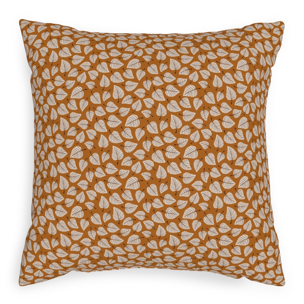 Falling Leaves - Terracotta Pillow, Woven, White, 20x20, Double Sided, Orange