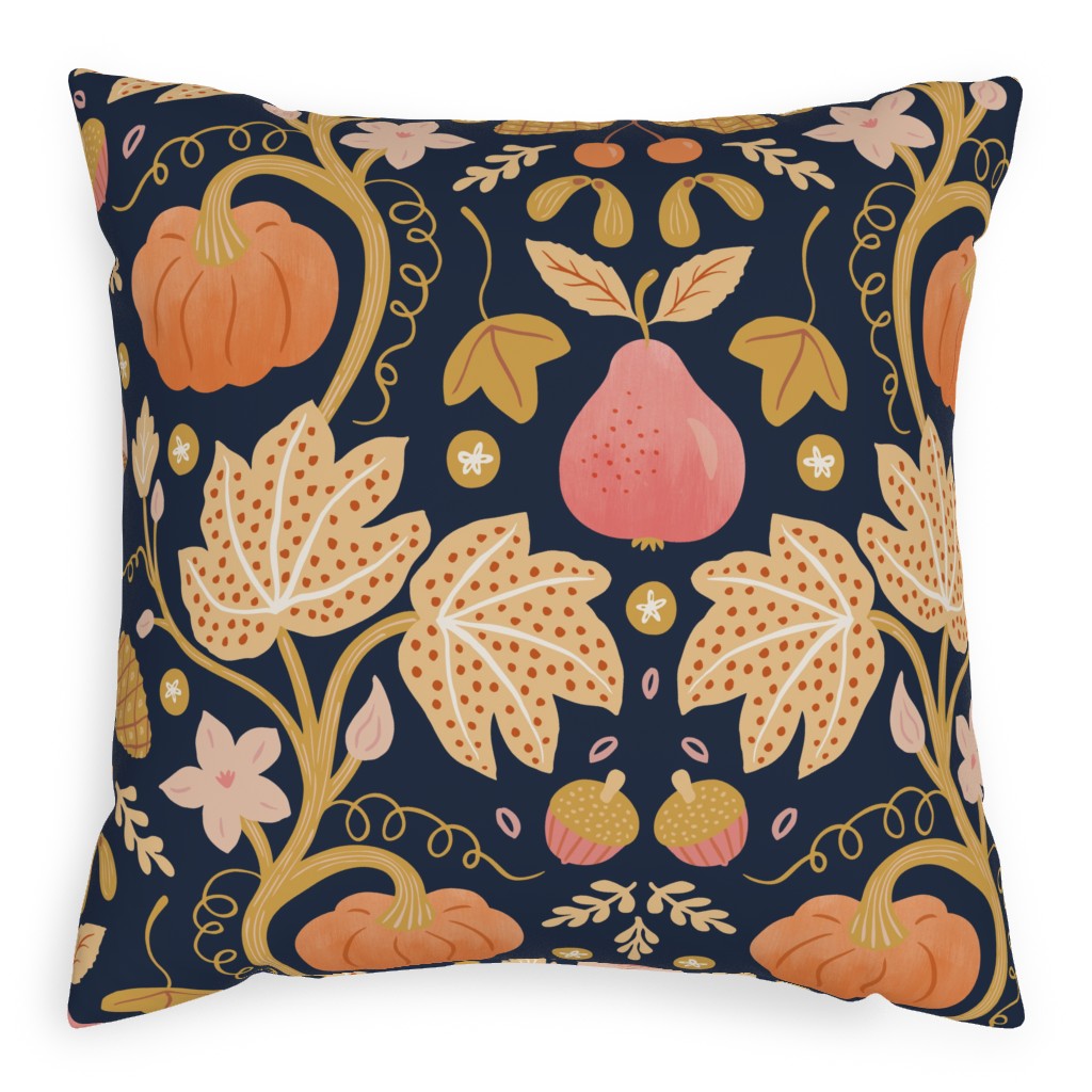 Autumn Gold - Multi Pillow, Woven, White, 20x20, Double Sided, Orange, Orange