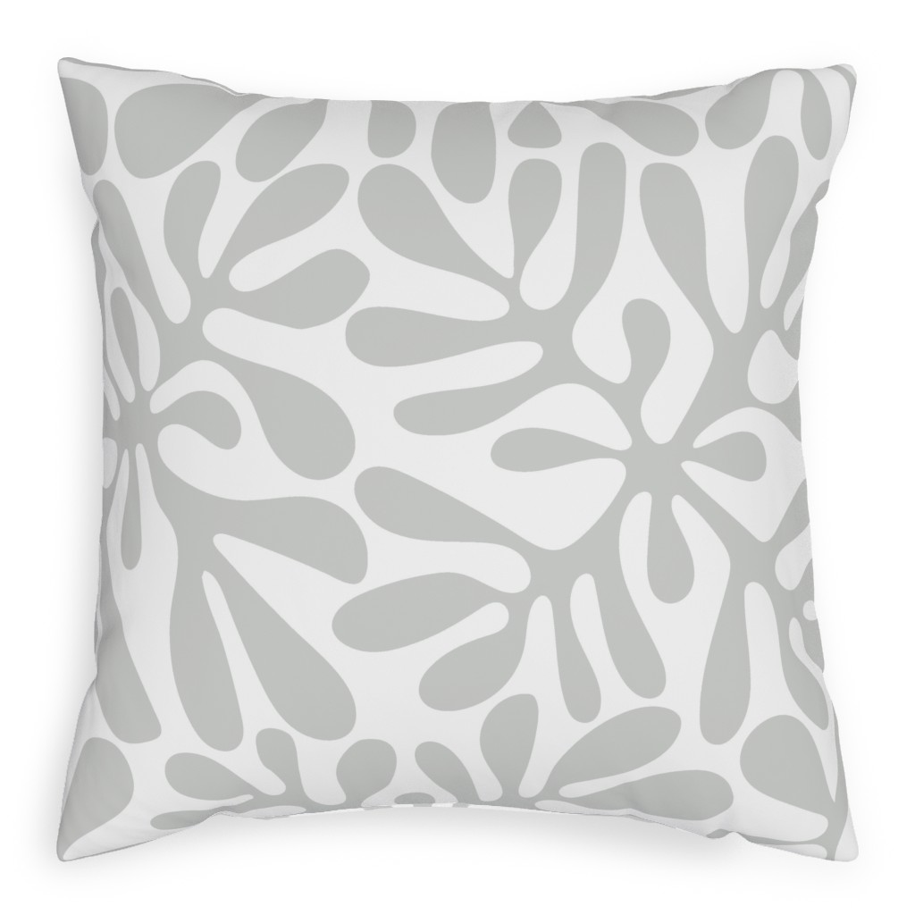 Block Print Texture Pillow, Woven, White, 20x20, Double Sided, Gray