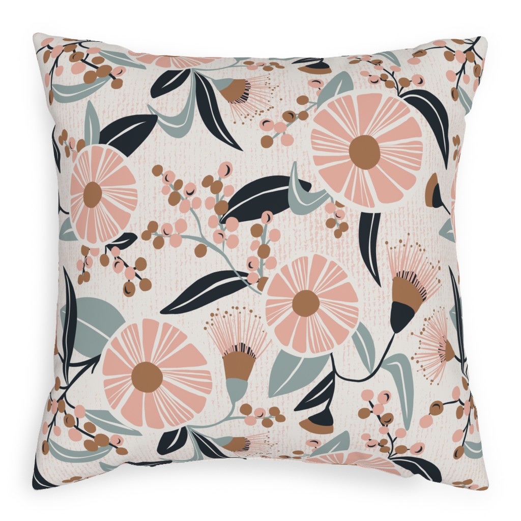 Madelyn Botanical Floral - Pink Pillow, Woven, White, 20x20, Double Sided, Pink