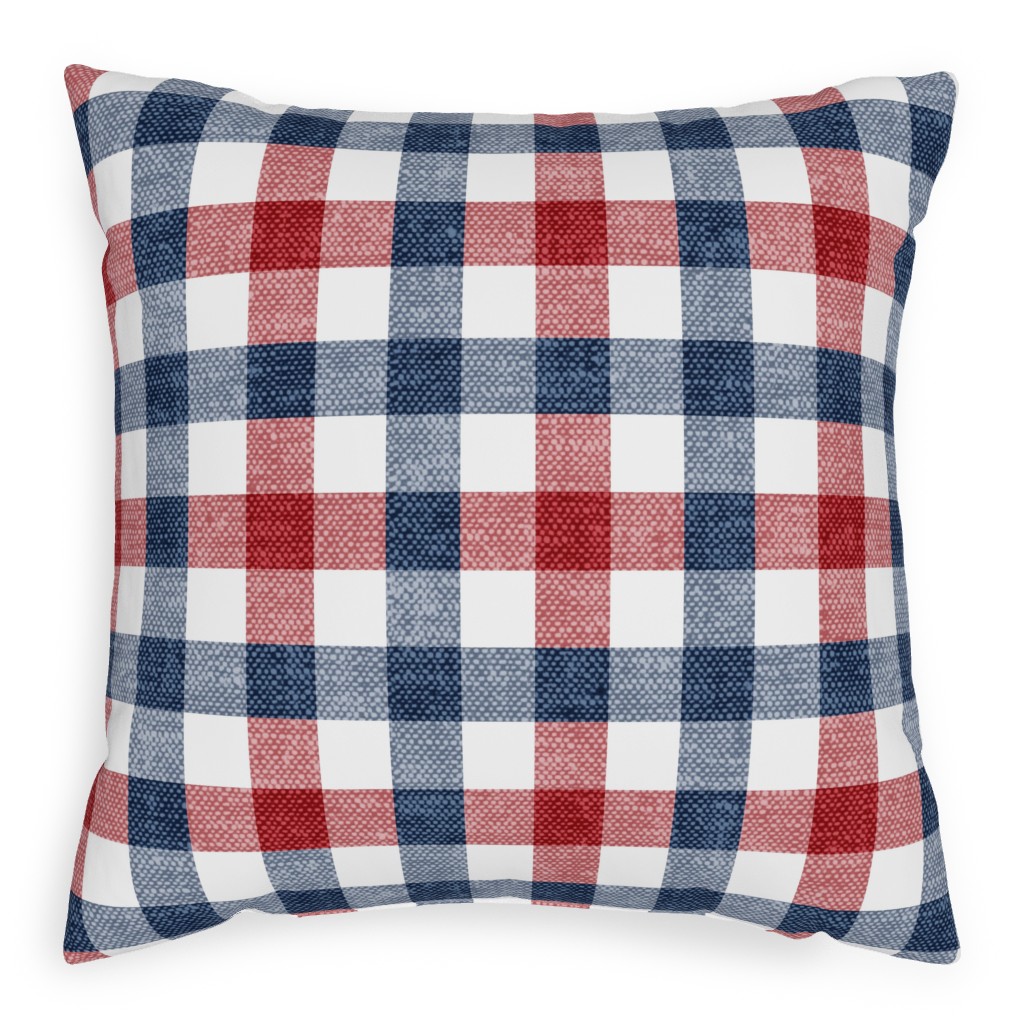 Red, White and Blue Plaid Pillow, Woven, White, 20x20, Double Sided, Multicolor