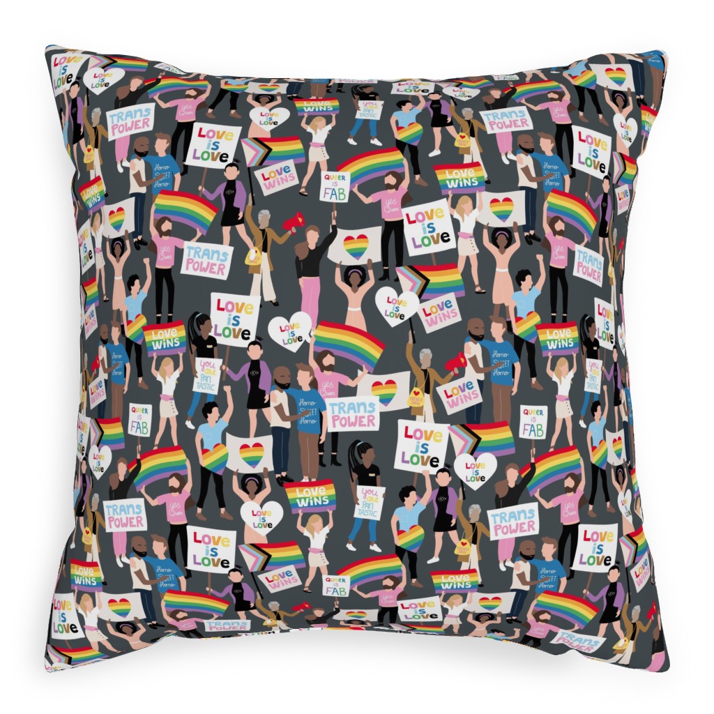 Pride Lgbtq Rainbow Flag Pillow, Woven, White, 20x20, Double Sided, Multicolor, Cobblestone