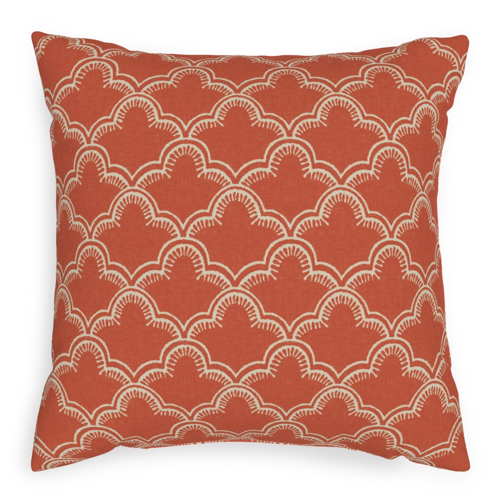 Tangier Pillow, Woven, White, 20x20, Double Sided, Orange, Fawn