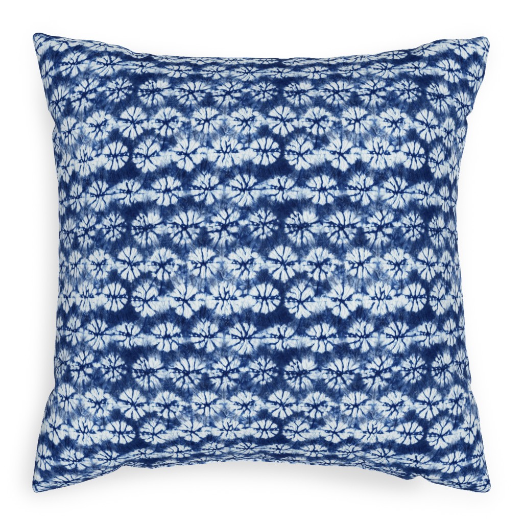 Shibori Pine - Blue Pillow, Woven, White, 20x20, Double Sided, Blue