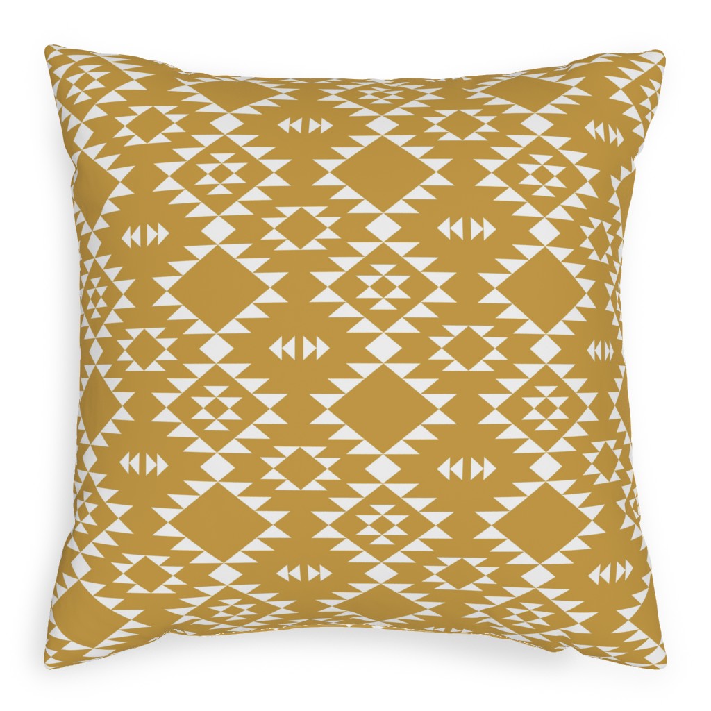 Navajo - Gold White Pillow, Woven, White, 20x20, Double Sided, Yellow