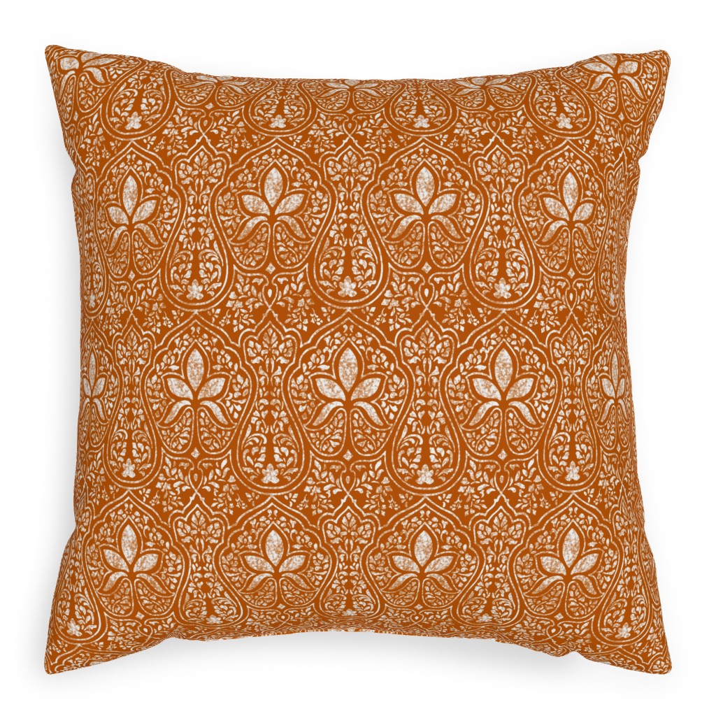 Rajkumari Batik - Spice and White Pillow, Woven, White, 20x20, Double Sided, Orange