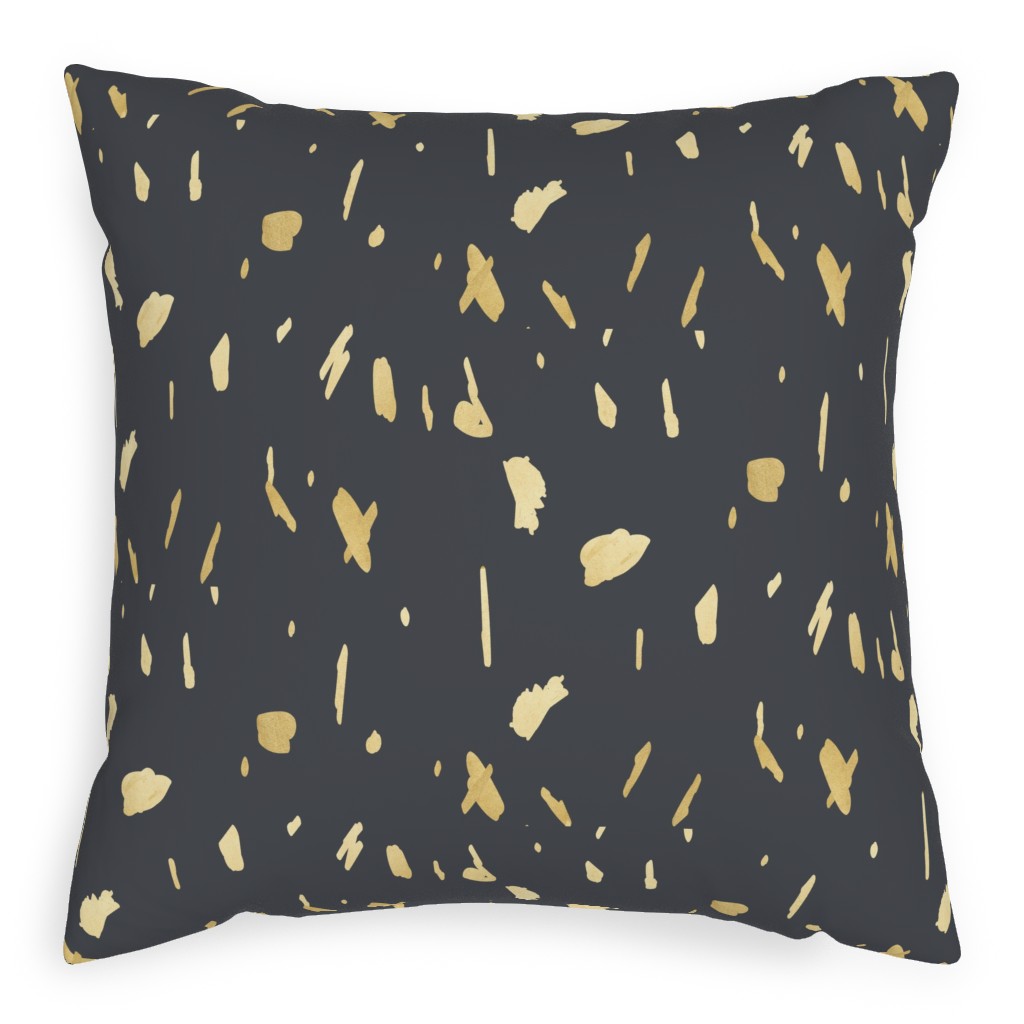 Blobs - Gold on Charcoal Pillow, Woven, White, 20x20, Double Sided, Gray, Gray
