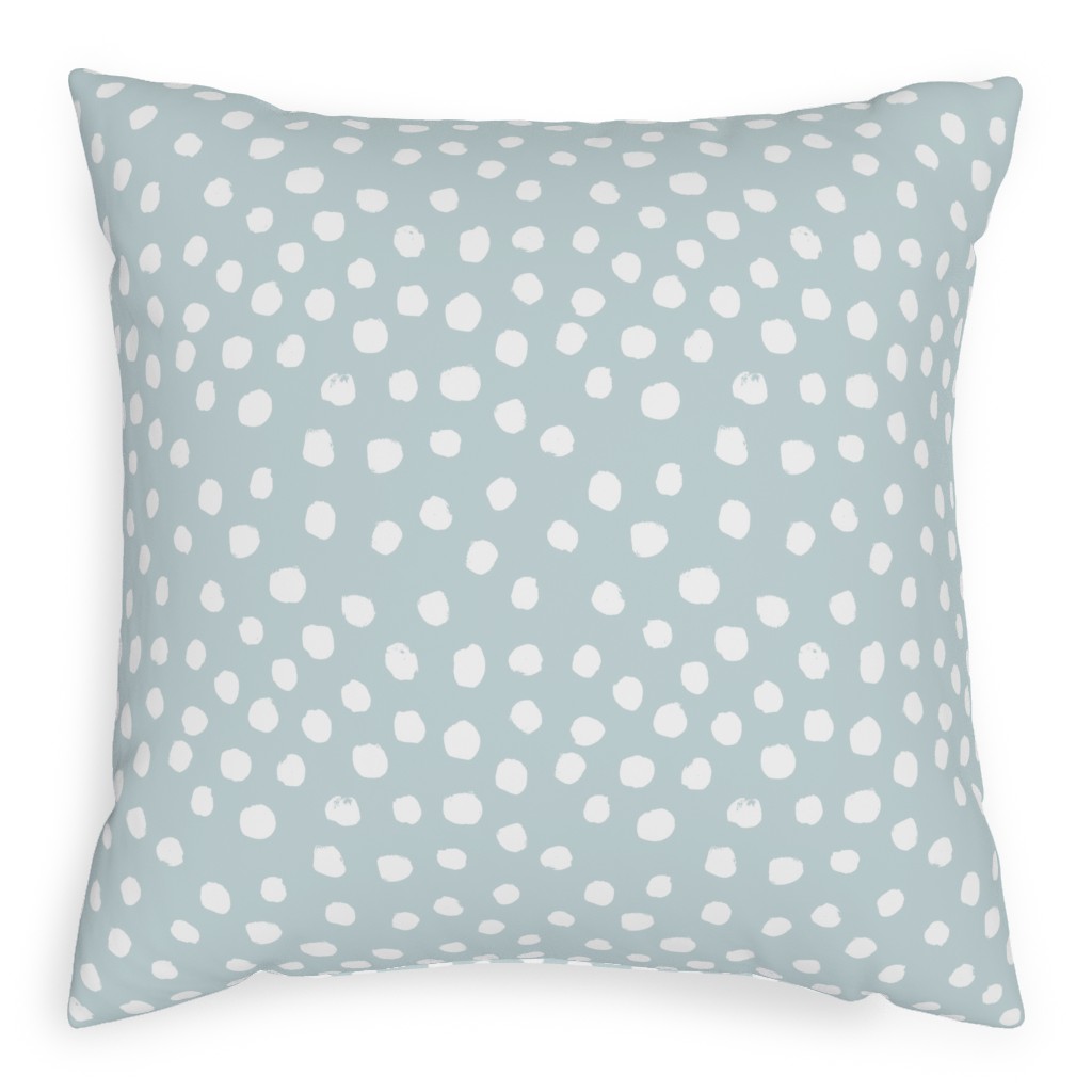 Soft Painted Dots Pillow, Woven, White, 20x20, Double Sided, Blue, Hydrangea