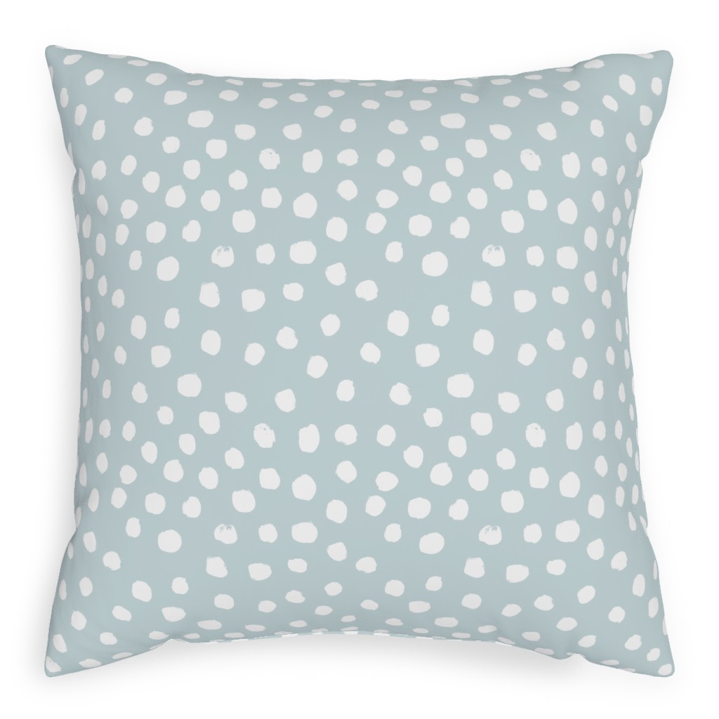 Soft Painted Dots Pillow, Woven, White, 20x20, Double Sided, Blue