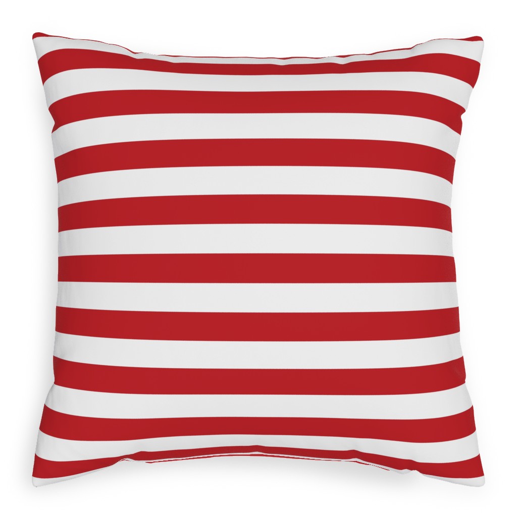 Red Stripes Pillow, Woven, White, 20x20, Double Sided, Red