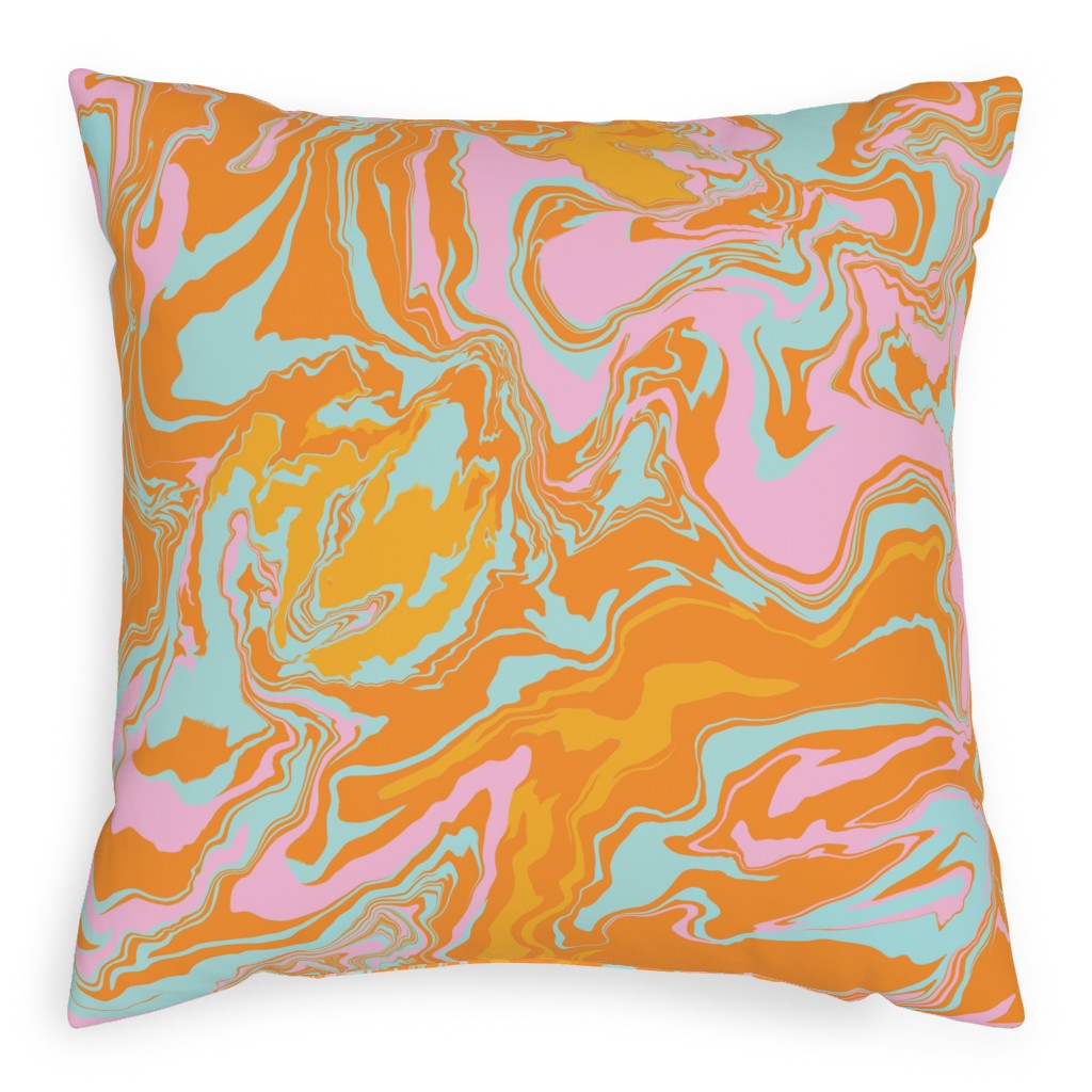 Marmor Pillow, Woven, White, 20x20, Double Sided, Orange