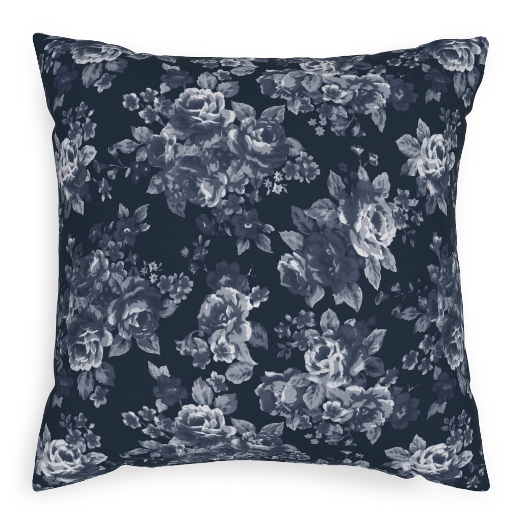 Blue And White Floral Pillow