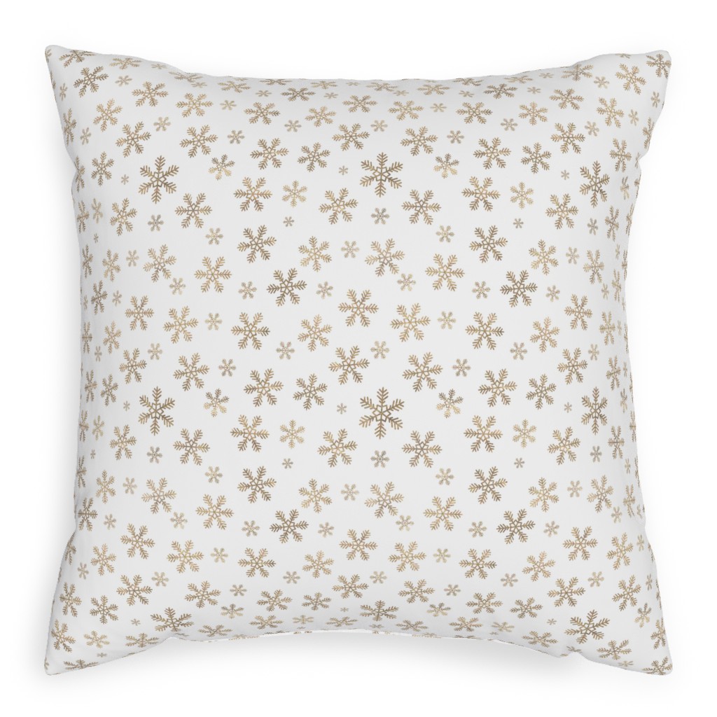 Holiday Snowflakes - Gold Pillow, Woven, White, 20x20, Double Sided, Yellow