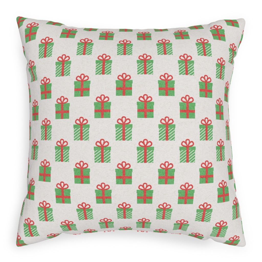 Christmas Presents Pillow, Woven, White, 20x20, Double Sided, Multicolor