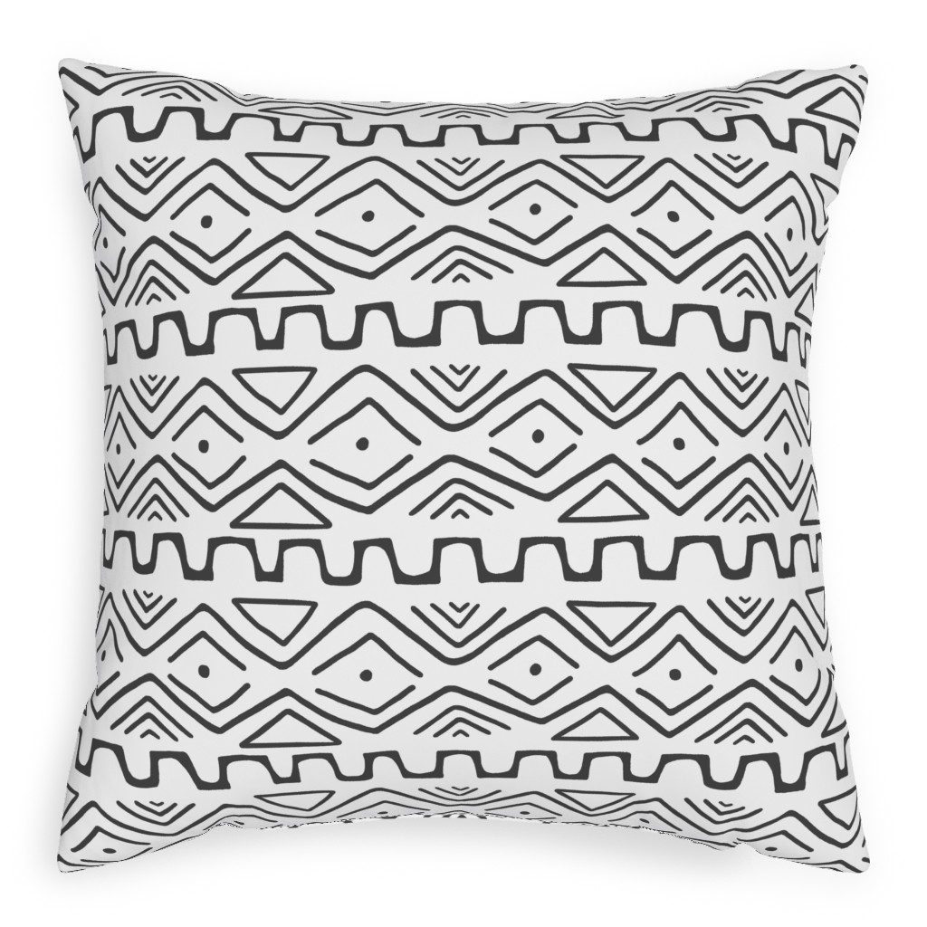 Mud Cloth - White Pillow, Woven, White, 20x20, Double Sided, White