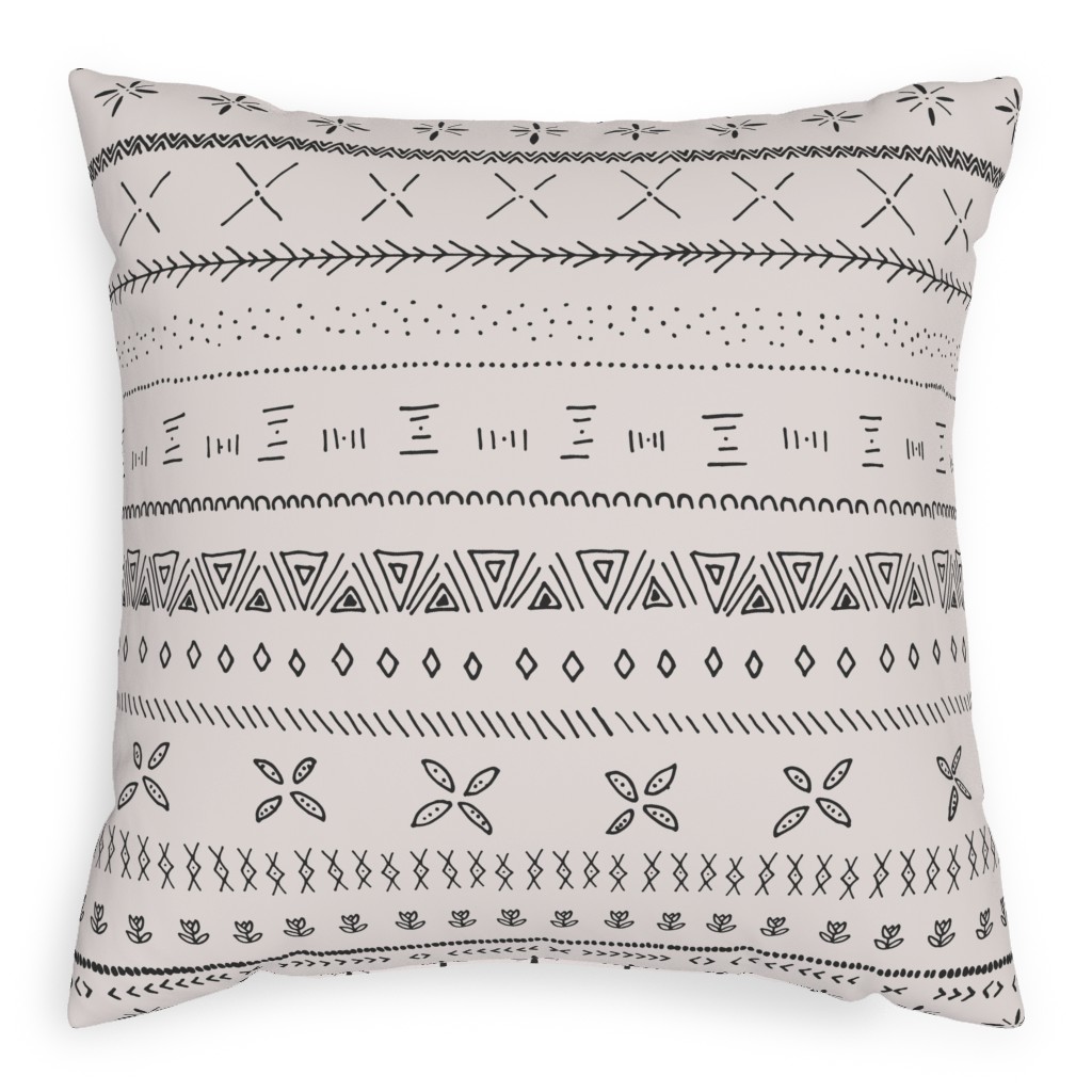 Boho Print Pillow, Woven, White, 20x20, Double Sided, Beige, Silver Lining
