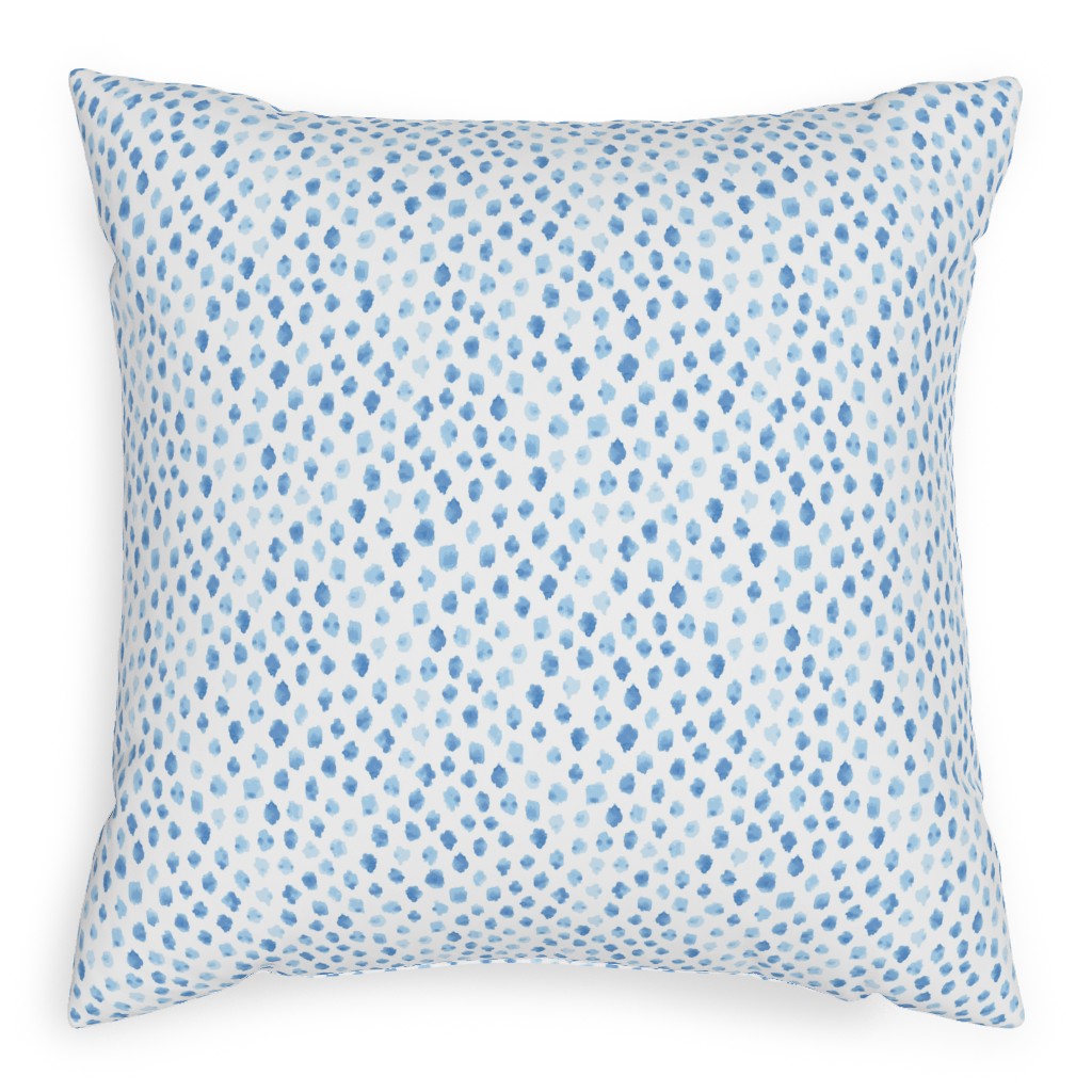 Blue Spots on White Pillow, Woven, White, 20x20, Double Sided, Blue, True Blue