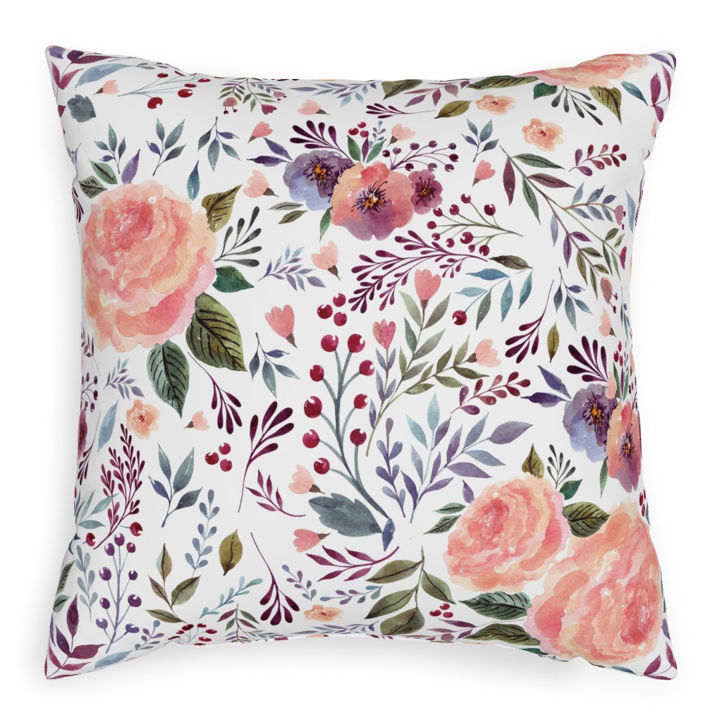 Floral Breeze Pillow, Woven, White, 20x20, Double Sided, Multicolor