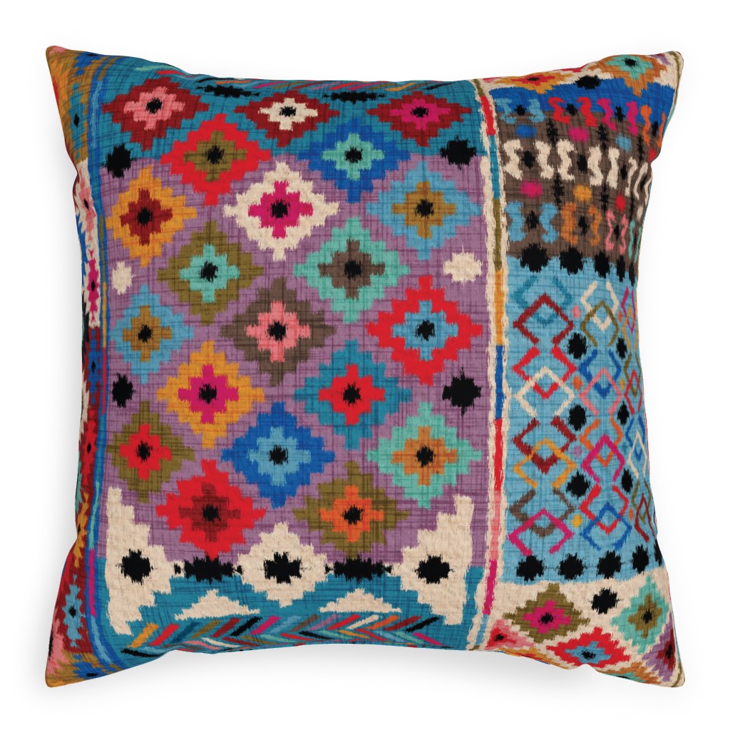 Kilim Ikat - Multi Pillow, Woven, White, 20x20, Double Sided, Multicolor