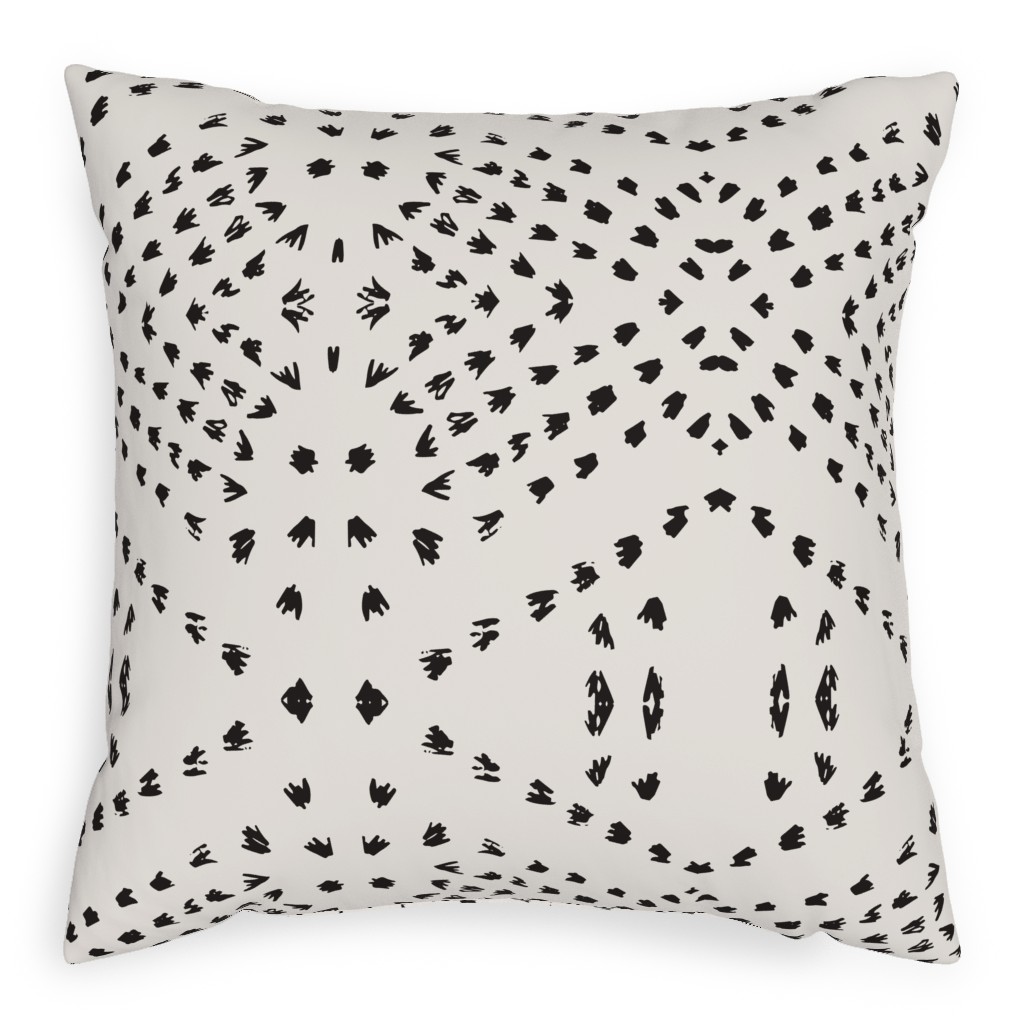 Boho Tile Pillow, Woven, White, 20x20, Double Sided, Beige, Black