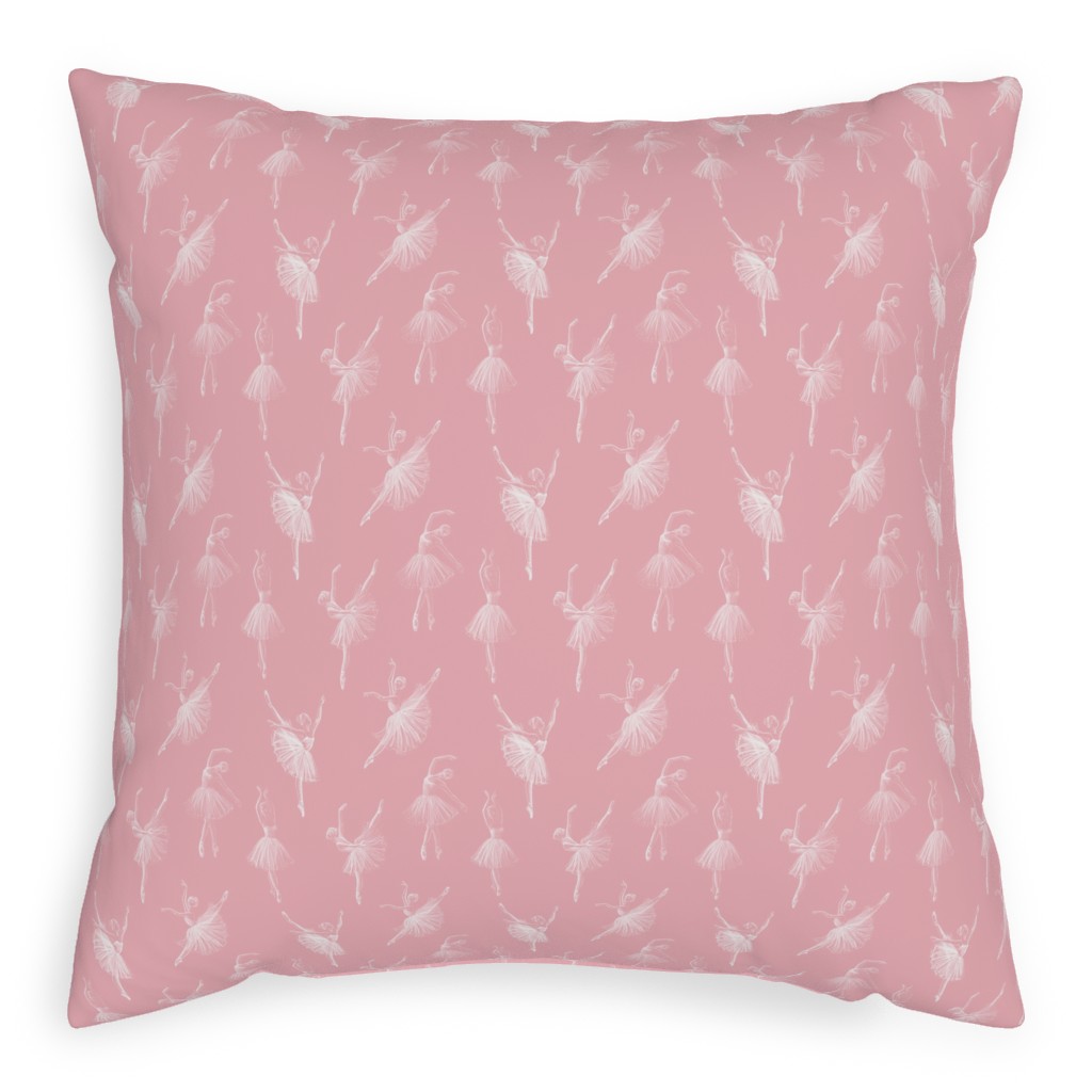 Ballerinas Pillow, Woven, White, 20x20, Double Sided, Pink