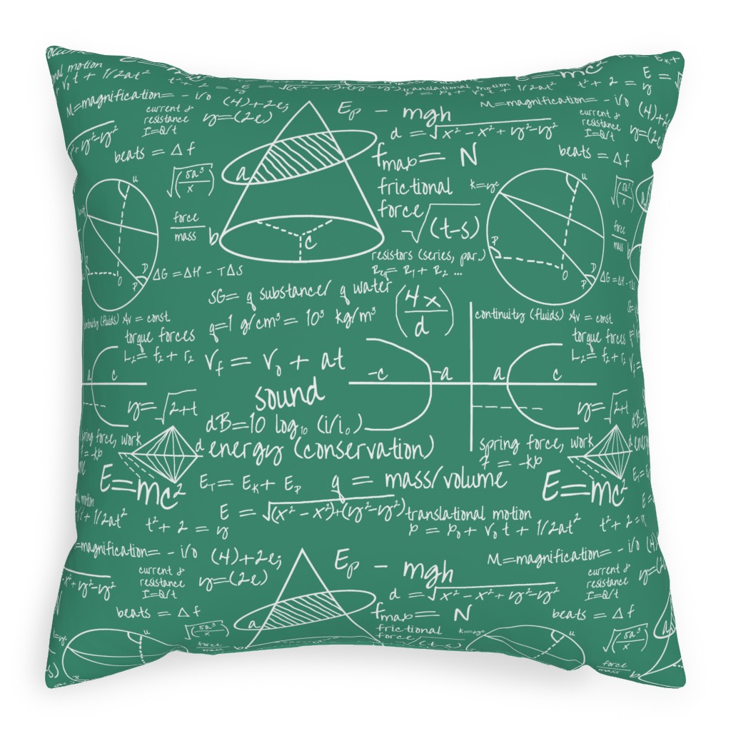 Common Equations Pillow, Woven, White, 20x20, Double Sided, Green, Teal