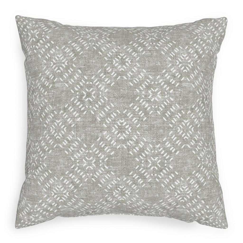 Modern Farmhouse Tile - Neutral Pillow, Woven, White, 20x20, Double Sided, Gray