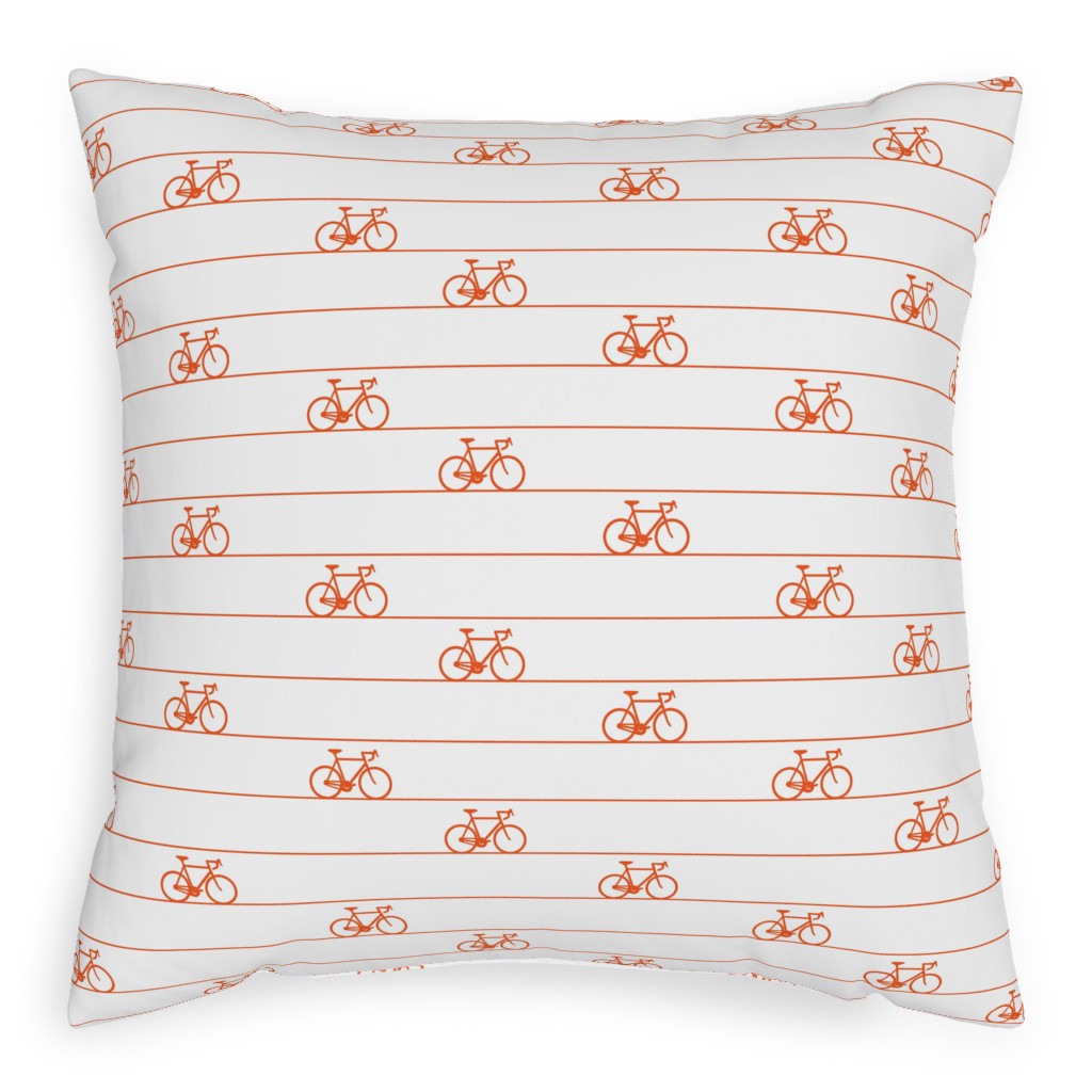 Biking Pillow, Woven, White, 20x20, Double Sided, Orange, Fawn