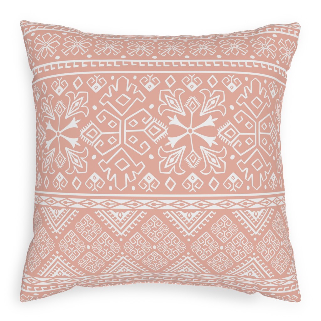 Grand Bazaar - Blush Pink Pillow, Woven, White, 20x20, Double Sided, Pink