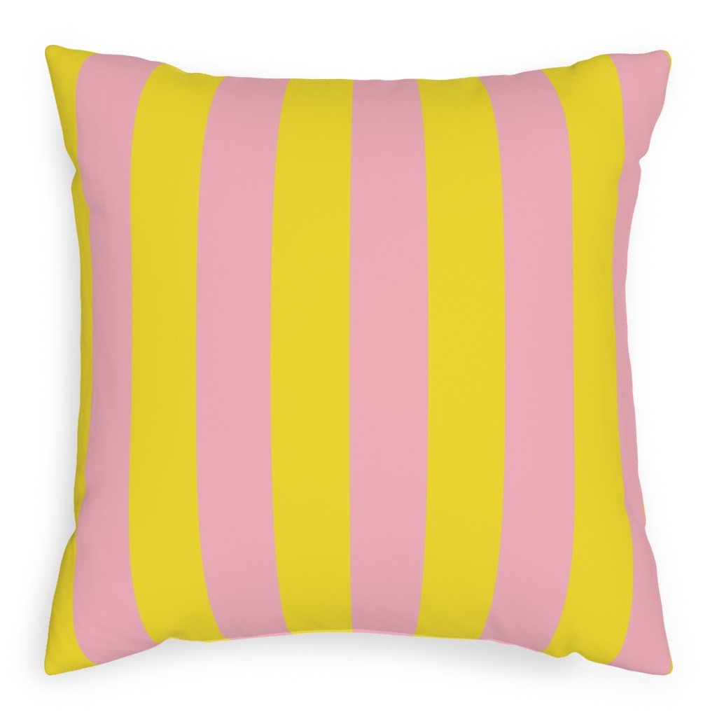Vertical Stripes Pillow, Woven, White, 20x20, Double Sided, Pink