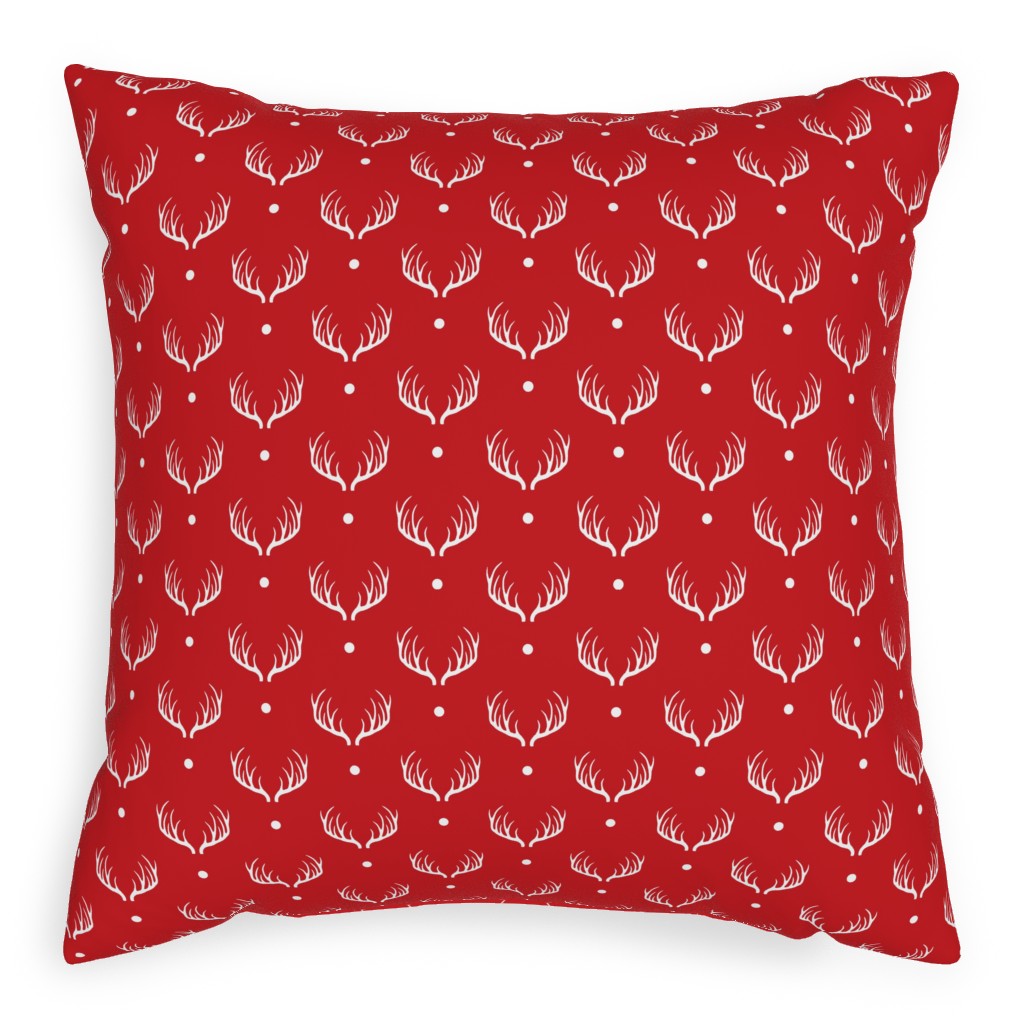 Reindeer Minimalism - Red Pillow, Woven, White, 20x20, Double Sided, Red, Red