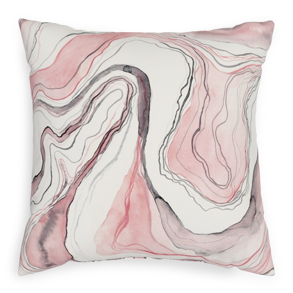Marbled Watercolor Stone - Pink Pillow, Woven, White, 20x20, Double Sided, Pink