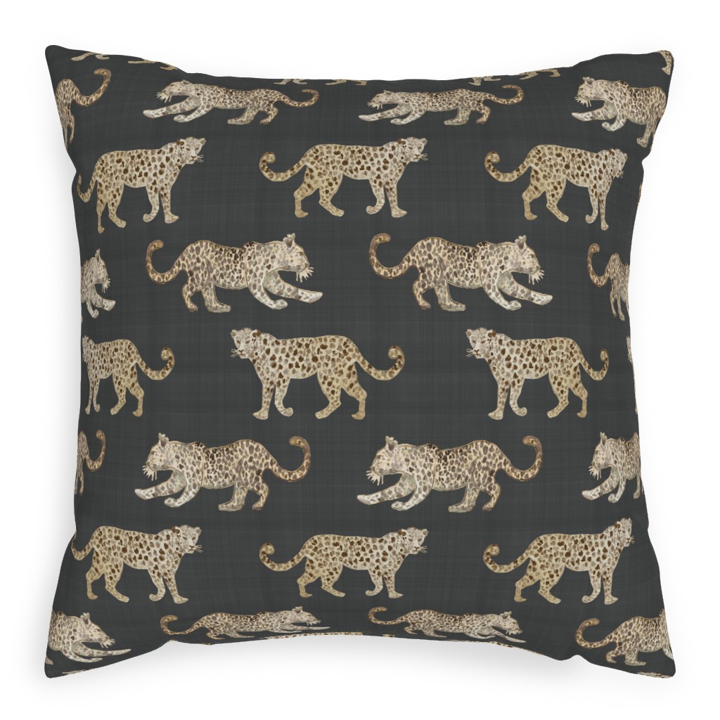 Leopard Parade Pillow, Woven, White, 20x20, Double Sided, Gray