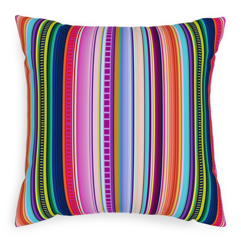 Mexican Serape - Multi Pillow, Woven, White, 20x20, Double Sided, Multicolor