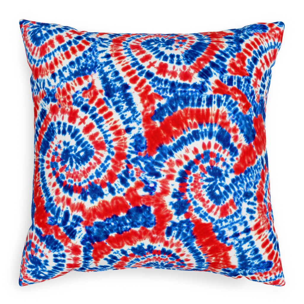 Tie Dye - Blue, Red and White Pillow, Woven, White, 20x20, Double Sided, Multicolor
