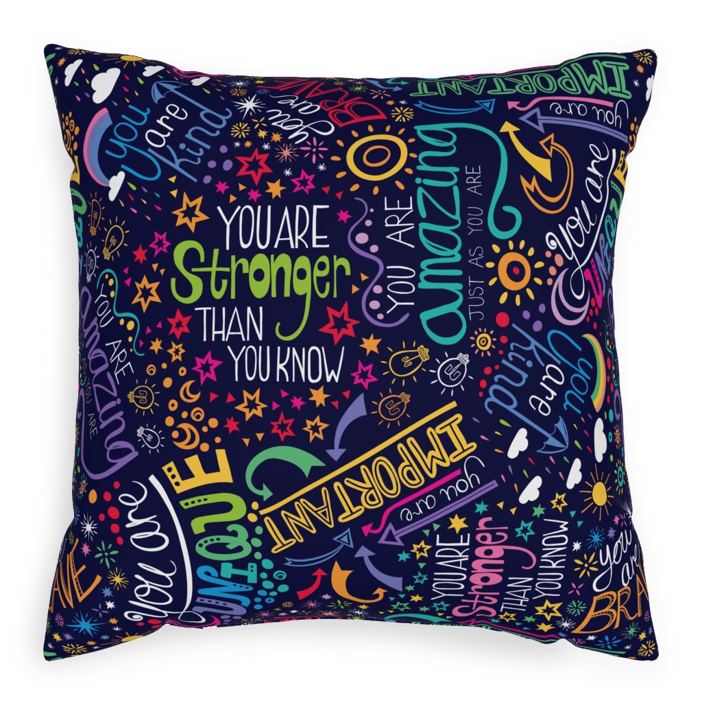 Affirmations Pillow, Woven, White, 20x20, Double Sided, Multicolor