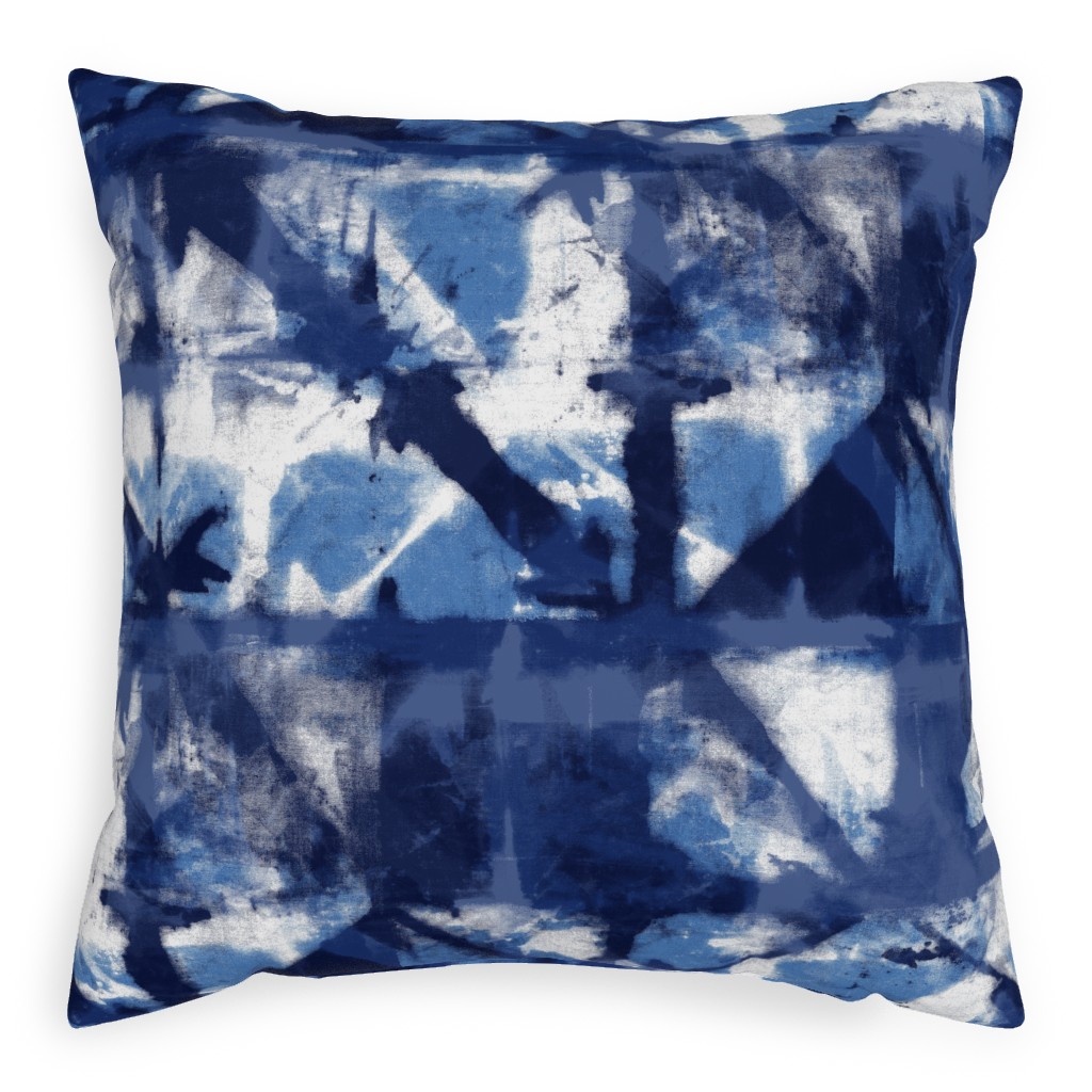 Shibori - Indigo Pillow, Woven, White, 20x20, Double Sided, Blue