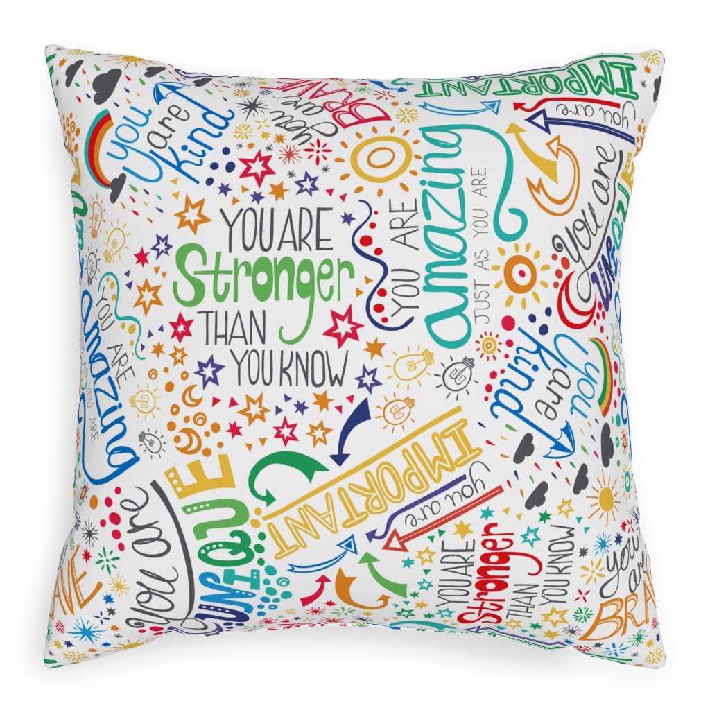 Affirmations Pillow, Woven, White, 20x20, Double Sided, Multicolor, White