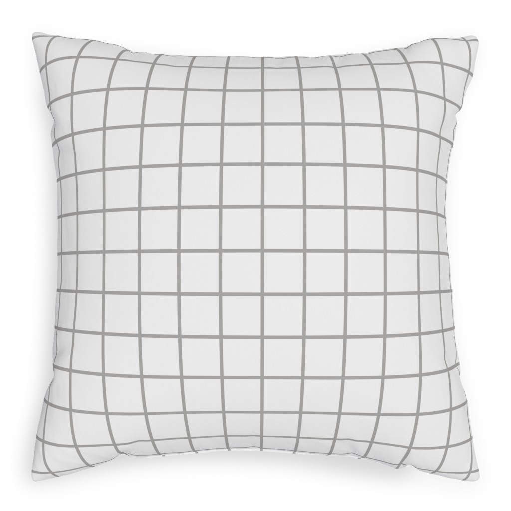 Window Pane Pillow, Woven, White, 20x20, Double Sided, Gray, Smoke