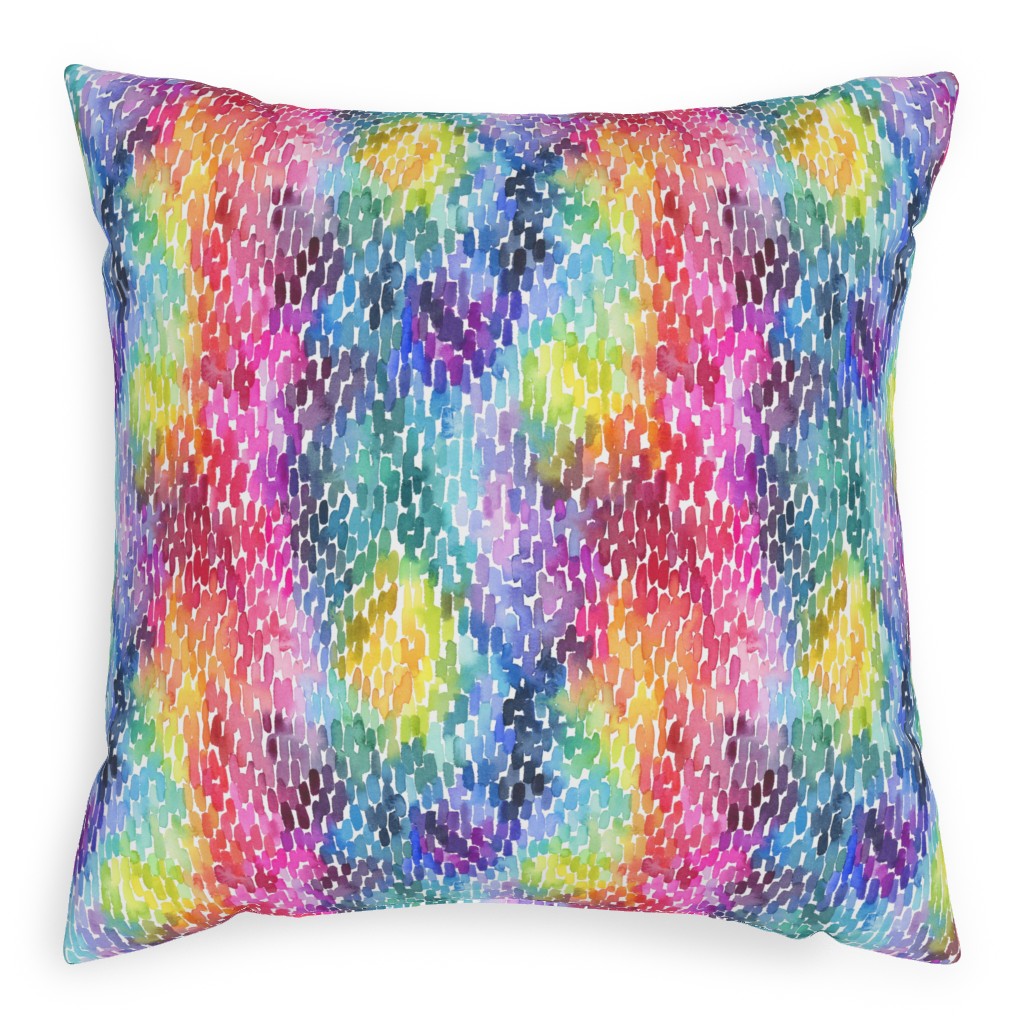 Watercolor Marks - Multi Pillow, Woven, White, 20x20, Double Sided, Multicolor