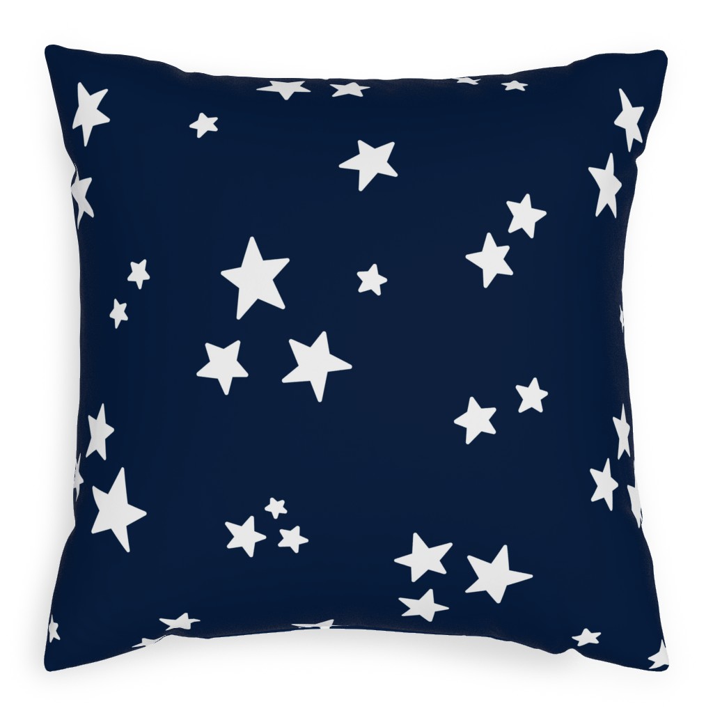 Stars Pillow, Woven, White, 20x20, Double Sided, Blue