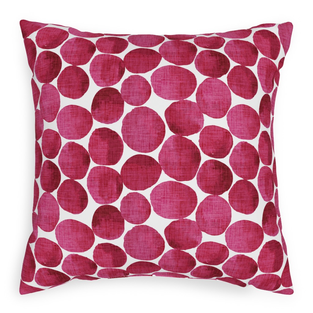Watercolor Textured Dots - Red Pillow, Woven, White, 20x20, Double Sided, Red