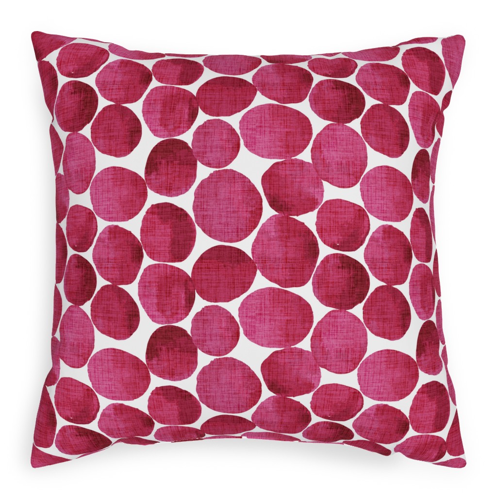 Watercolor Textured Dots - Red Pillow, Woven, White, 20x20, Double Sided, Red, Red