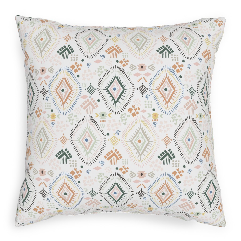 Modern Aztec - Multi Pillow, Woven, White, 20x20, Double Sided, Multicolor