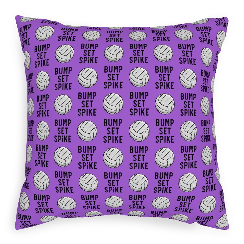 Bump Set Spike Volleyball Pillow, Woven, White, 20x20, Double Sided, Purple